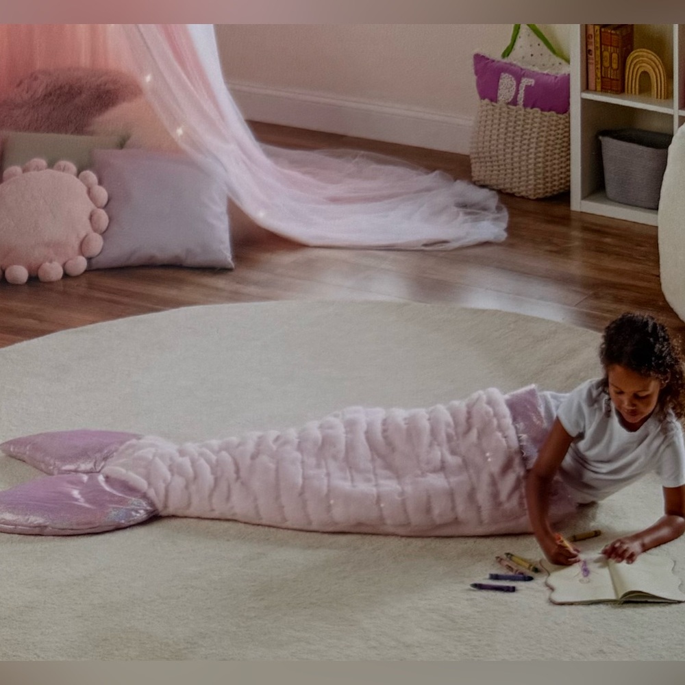 Nicole Miller Faux Fur Snuggle Tail - Pink Sparkle Mermaid Girls Kids 🧜‍♀️